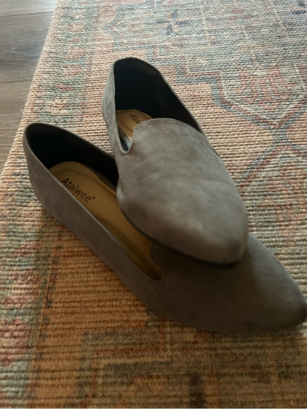 Gray Suede Pointed Flats for Women size 9